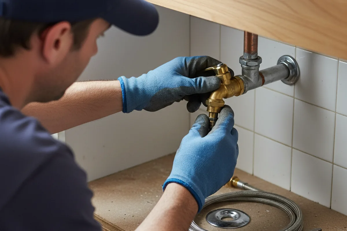 Shutoff valve and fitting work during Burst Pipe Repair in Ely